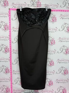COAST dress Strapless Black Sequin Bodice Pencil Dress